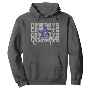 DFC Game Day Hoodie Blue Star Football Lover Faux Glitter TS11 Dark Heather Print Your Wear