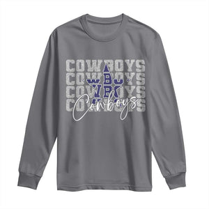 DFC Game Day Long Sleeve Shirt Blue Star Football Lover Faux Glitter TS11 Charcoal Print Your Wear