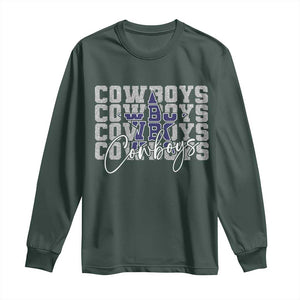DFC Game Day Long Sleeve Shirt Blue Star Football Lover Faux Glitter TS11 Dark Forest Green Print Your Wear