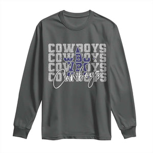 DFC Game Day Long Sleeve Shirt Blue Star Football Lover Faux Glitter TS11 Dark Heather Print Your Wear
