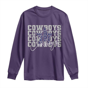 DFC Game Day Long Sleeve Shirt Blue Star Football Lover Faux Glitter TS11 Purple Print Your Wear