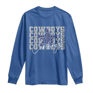 DFC Game Day Long Sleeve Shirt Blue Star Football Lover Faux Glitter TS11 Royal Blue Print Your Wear