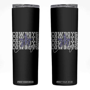 DFC Game Day Skinny Tumbler Blue Star Football Lover Faux Glitter TS11 Black Print Your Wear