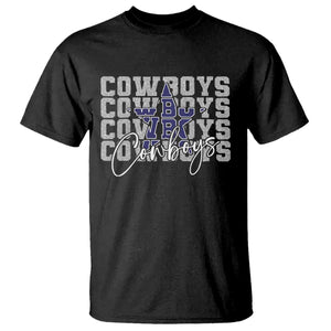 DFC Game Day T Shirt Blue Star Football Lover Faux Glitter TS11 Black Print Your Wear