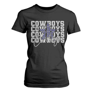 DFC Game Day T Shirt For Women Blue Star Football Lover Faux Glitter TS11 Black Print Your Wear