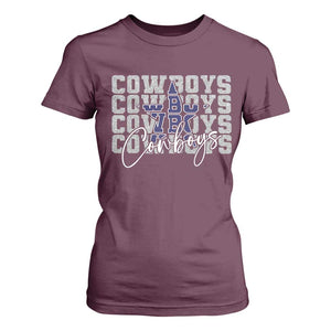 DFC Game Day T Shirt For Women Blue Star Football Lover Faux Glitter TS11 Maroon Print Your Wear