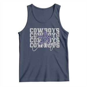 DFC Game Day Tank Top Blue Star Football Lover Faux Glitter TS11 Navy Print Your Wear