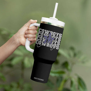 DFC Game Day Tumbler With Handle Blue Star Football Lover Faux Glitter TS11 Print Your Wear