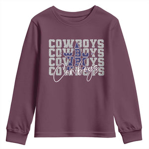 DFC Game Day Youth Sweatshirt Blue Star Football Lover Faux Glitter TS11 Maroon Print Your Wear