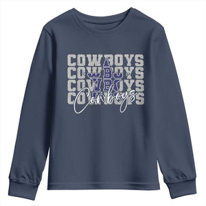 DFC Game Day Youth Sweatshirt Blue Star Football Lover Faux Glitter TS11 Navy Print Your Wear