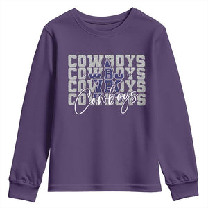 DFC Game Day Youth Sweatshirt Blue Star Football Lover Faux Glitter TS11 Purple Print Your Wear