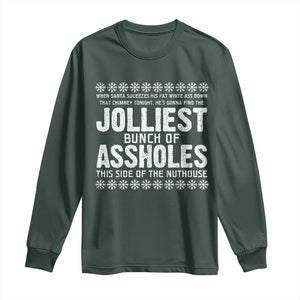 Funny Christmas Vacation Jolliest Bunch Of Assholes Long Sleeve Shirt Xmas Movie TS11 Dark Forest Green Print Your Wear