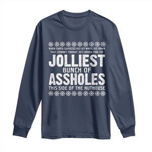 Funny Christmas Vacation Jolliest Bunch Of Assholes Long Sleeve Shirt Xmas Movie TS11 Navy Print Your Wear