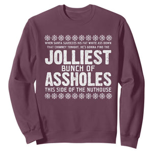Funny Christmas Vacation Jolliest Bunch Of Assholes Sweatshirt Xmas Movie TS11 Maroon Print Your Wear
