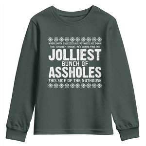 Funny Christmas Vacation Jolliest Bunch Of Assholes Youth Sweatshirt Xmas Movie TS11 Dark Forest Green Print Your Wear