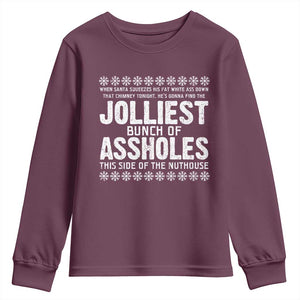 Funny Christmas Vacation Jolliest Bunch Of Assholes Youth Sweatshirt Xmas Movie TS11 Maroon Print Your Wear