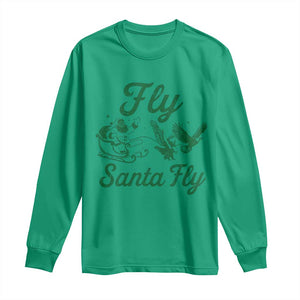 Funny Christmas Philadelphia Fan Long Sleeve Shirt Fly Santa Fly Eagles Philly Pride TS11 Irish Green Print Your Wear