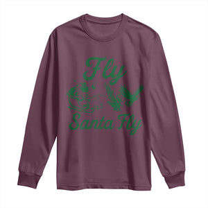 Funny Fly Santa Fly Long Sleeve Shirt Christmas Football PFE TS11 Maroon Print Your Wear