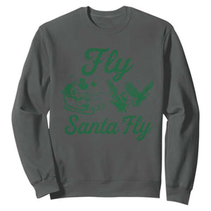 Funny Christmas Philadelphia Fan Sweatshirt Fly Santa Fly Eagles Philly Pride TS11 Dark Heather Print Your Wear