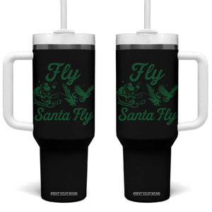 Funny Fly Santa Fly Tumbler With Handle Christmas Football PFE TS11 One Size: 40 oz Black Print Your Wear