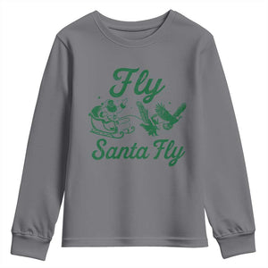 Funny Christmas Philadelphia Fan Youth Sweatshirt Fly Santa Fly Eagles Philly Pride TS11 Charcoal Print Your Wear