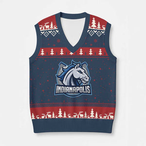 IFC Game Day V-Neck Knit Sweater Vest Blue Football Lover Equine Shoe TS11 Navy Red Print Your Wear