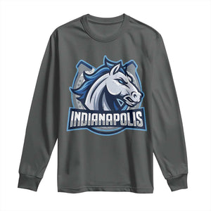 IFC Game Day Long Sleeve Shirt Blue Football Lover Equine Shoe TS11 Dark Heather Print Your Wear