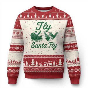 Funny Xmas Philadelphia Fan Ugly Christmas Sweater Fly Santa Fly Eagles Philly Pride TS11 Beige Red Print Your Wear