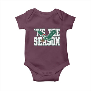 Christmas Football Lover Baby Onesie Green PFE Santa Hat Game Day TS11 Maroon Print Your Wear