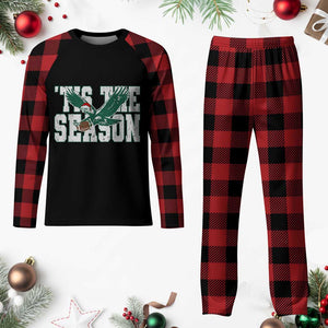 Christmas Football Lover Plaid Pajama Set Green PFE Santa Hat Game Day TS11 Buffalo Plaid Print Your Wear