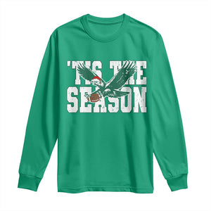 Christmas Football Lover Long Sleeve Shirt Green PFE Santa Hat Game Day TS11 Irish Green Print Your Wear