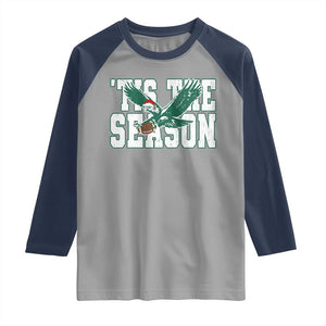 Christmas Football Lover Raglan Shirt Green PFE Santa Hat Game Day TS11 Sport Gray Navy Print Your Wear