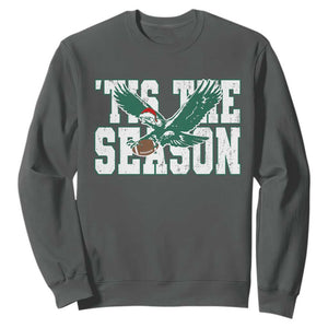 Christmas Football Lover Sweatshirt Green PFE Santa Hat Game Day TS11 Dark Heather Print Your Wear