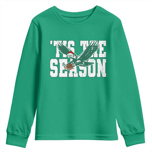 Christmas Football Lover Youth Sweatshirt Green PFE Santa Hat Game Day TS11 Irish Green Print Your Wear