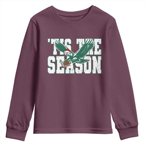 Christmas Football Lover Youth Sweatshirt Green PFE Santa Hat Game Day TS11 Maroon Print Your Wear