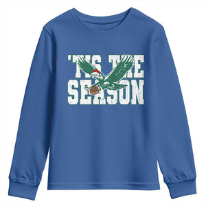 Christmas Football Lover Youth Sweatshirt Green PFE Santa Hat Game Day TS11 Royal Blue Print Your Wear