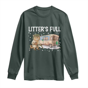 Funny Christmas Vacation Litter's Full Cat Long Sleeve Shirt Xmas Movie TS11 Dark Forest Green Print Your Wear