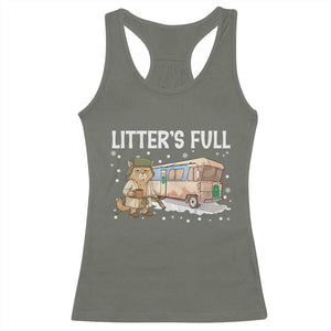 Funny Christmas Vacation Litter's Full Cat Racerback Tank Top Xmas Movie TS11 Military Green Print Your Wear