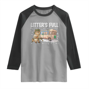 Funny Christmas Vacation Litter's Full Cat Raglan Shirt Xmas Movie TS11 Sport Gray Black Print Your Wear