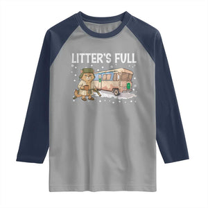 Funny Christmas Vacation Litter's Full Cat Raglan Shirt Xmas Movie TS11 Sport Gray Navy Print Your Wear