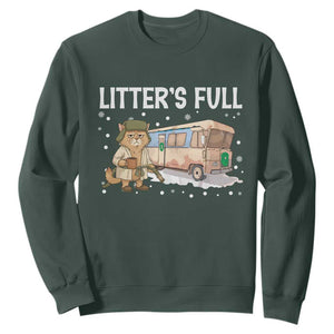Funny Christmas Vacation Litter's Full Cat Sweatshirt Xmas Movie TS11 Dark Forest Green Print Your Wear