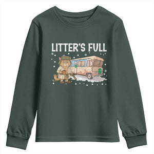 Funny Christmas Vacation Litter's Full Cat Youth Sweatshirt Xmas Movie TS11 Dark Forest Green Print Your Wear