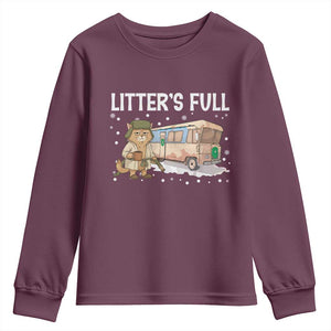 Funny Christmas Vacation Litter's Full Cat Youth Sweatshirt Xmas Movie TS11 Maroon Print Your Wear