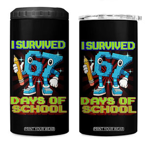 Funny I Survived 67 Days Of School 4 in 1 Can Cooler Tumbler Six Seven Meme Pixel Game Gen Alpha TS11 One Size: 16 oz Black Print Your Wear