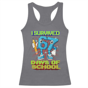 Funny I Survived 67 Days Of School Racerback Tank Top Six Seven Meme Pixel Game Gen Alpha TS11 Charcoal Print Your Wear