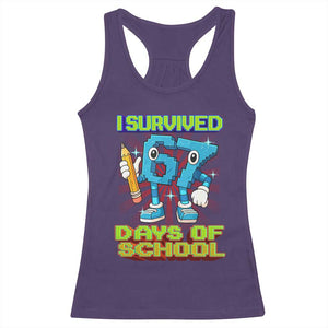 Funny I Survived 67 Days Of School Racerback Tank Top Six Seven Meme Pixel Game Gen Alpha TS11 Purple Print Your Wear