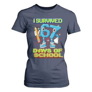 Funny I Survived 67 Days Of School T Shirt For Women Six Seven Meme Pixel Game Gen Alpha TS11 Navy Print Your Wear