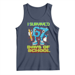Funny I Survived 67 Days Of School Tank Top Six Seven Meme Pixel Game Gen Alpha TS11 Navy Print Your Wear