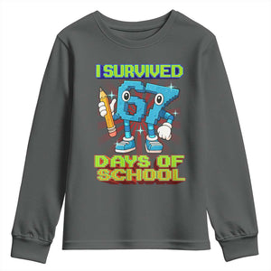 Funny I Survived 67 Days Of School Youth Sweatshirt Six Seven Meme Pixel Game Gen Alpha TS11 Dark Heather Print Your Wear