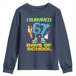 Funny I Survived 67 Days Of School Youth Sweatshirt Six Seven Meme Pixel Game Gen Alpha TS11 Navy Print Your Wear